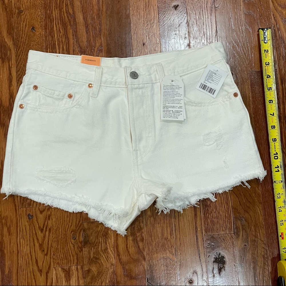 Levi’s 501 white denim shorts